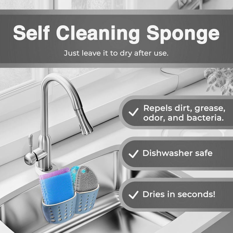 Asiopphire Silicone Sponges for Dishes - 4 Pack Dual-Sided Dish Scrubber and Sponge - Food Grade, BPA Free Silicone Dish Sponge & Housecleaning - Image 4